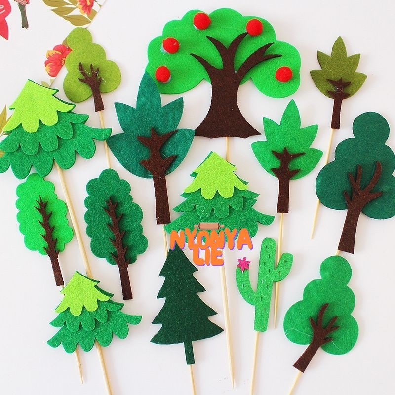 CFL07 Cake Topper Tree Pohon Kertas Daun Hutan Hias Kue Ultah HUT anak