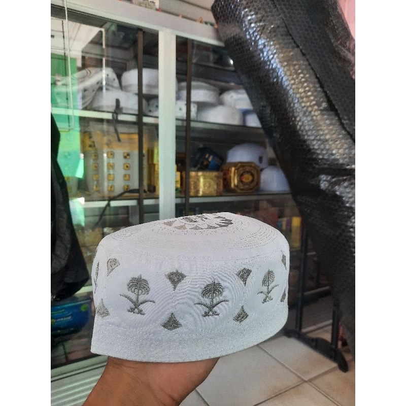 kopiah Madinah Motiv Pohon Kurma /Songkok /Kopiah Madinah Lokal