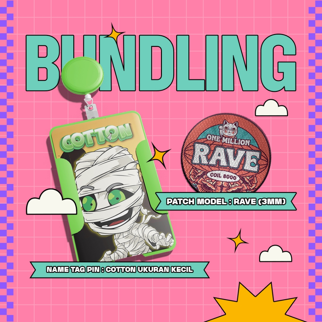 

[PAKET BUNDLING] Wallet Bordir COTTON Ukuran Kecil + Patch Model RAVE Ukuran 3mm - Isi 2 pcs - Sepasang