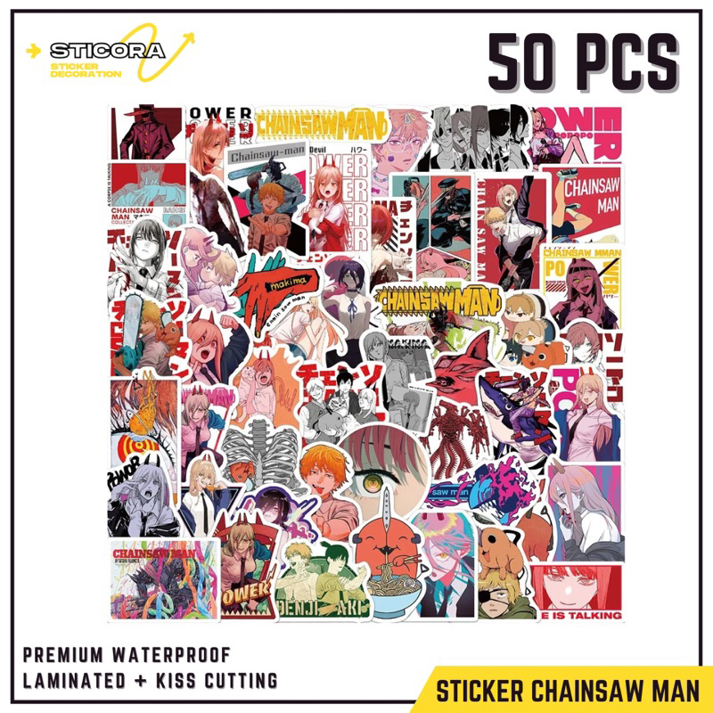 

[50 Pcs] Stiker Pack Anime Chainsaw Man Vinyl Waterproof Laminated Dekorasi Laptop Handphone Thumblr