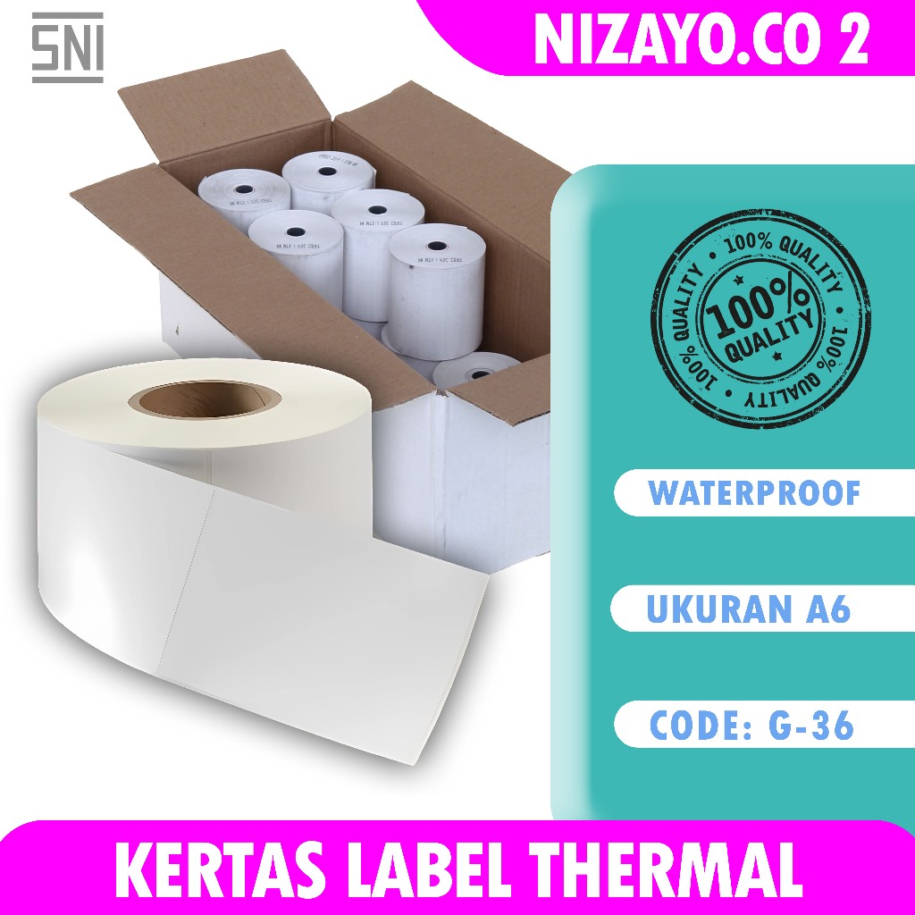 

Kertas stiker label thermal barcode 100x150 mm isi 500 pcs online shop termal resi NZR 2