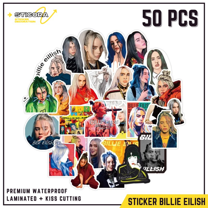 

[50 Pcs] Stiker Pack Billie Eilish Aesthetic Vinyl Waterproof Laminated Dekorasi Laptop Handphone Thumblr