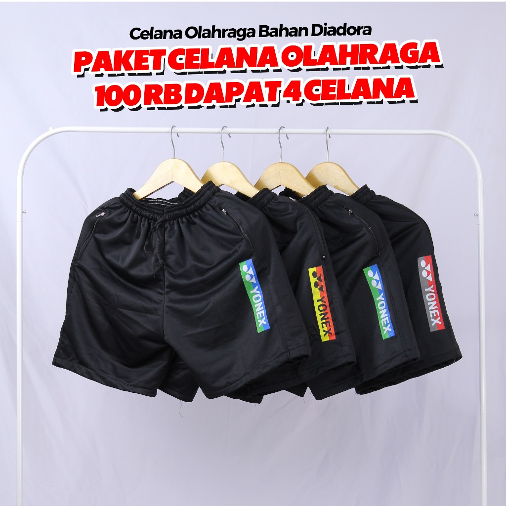 Celana Pendek Pria Shortpants Olahraga PAKET HEMAT 100RIBU DAPAT 4 PCS Diadora Kolor Karet Melar Spo