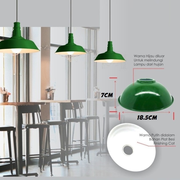 109N KAP FITTING GANTUNG KECIL 18CM ALUMINUM HIJAU Kap Fitting Gantung Kecil 18cm Hijau Aluminium Fi
