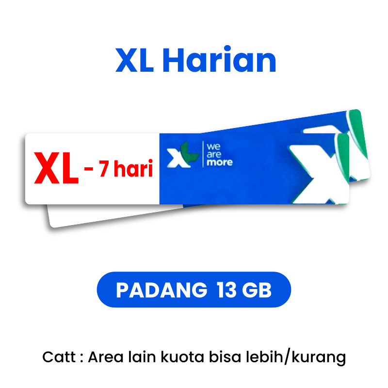 Voucher XL Harian XL - 7 hari (Padang 13 GB) | Kuota tiap daerah berbeda
