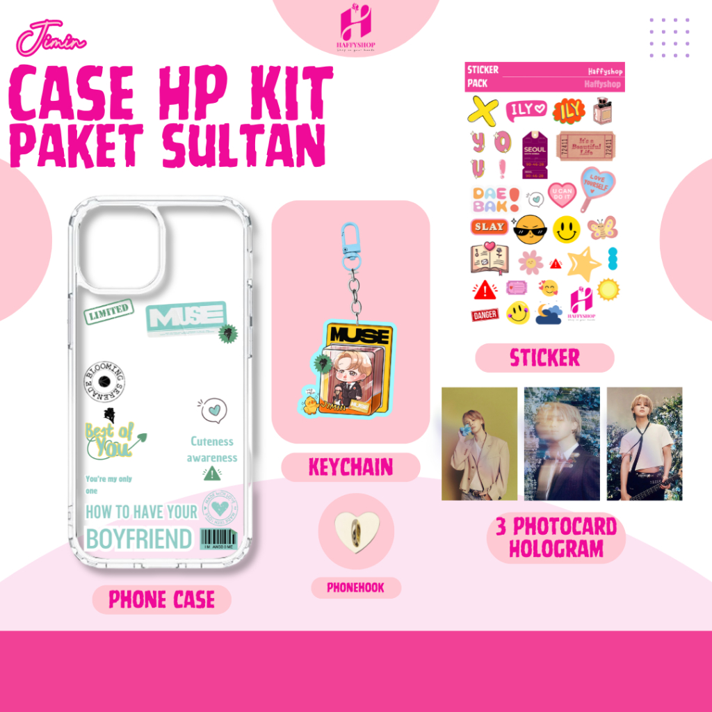 ANDROID Phone Case HP BTS Casing Handphone KPOP Akrilik Bening Clear Anti Crack Photocard Keychain