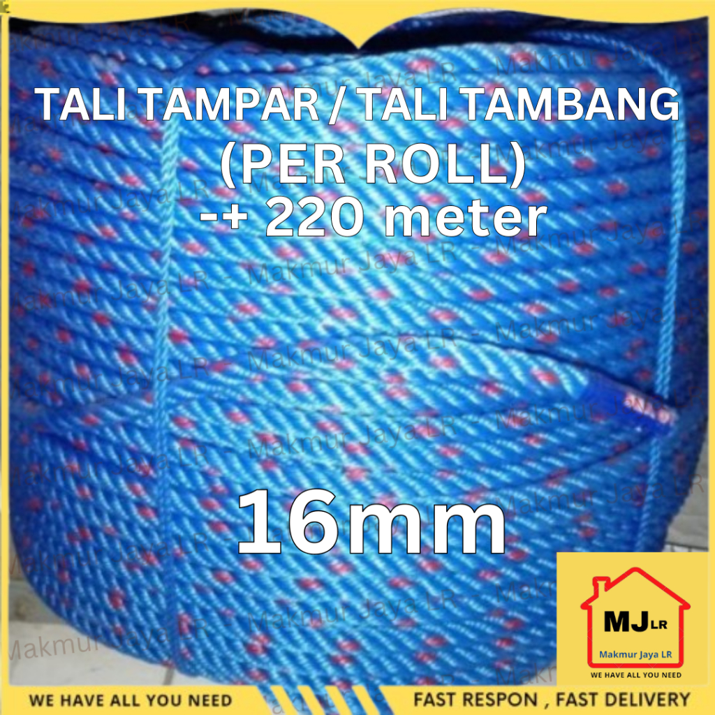 

Tali Tampar ROLL 16mm / Tali Tambang Plastik 16 mm ROLL / Plastic Rope 16 mm per ROLL / Nylon Rope / Tali ikat