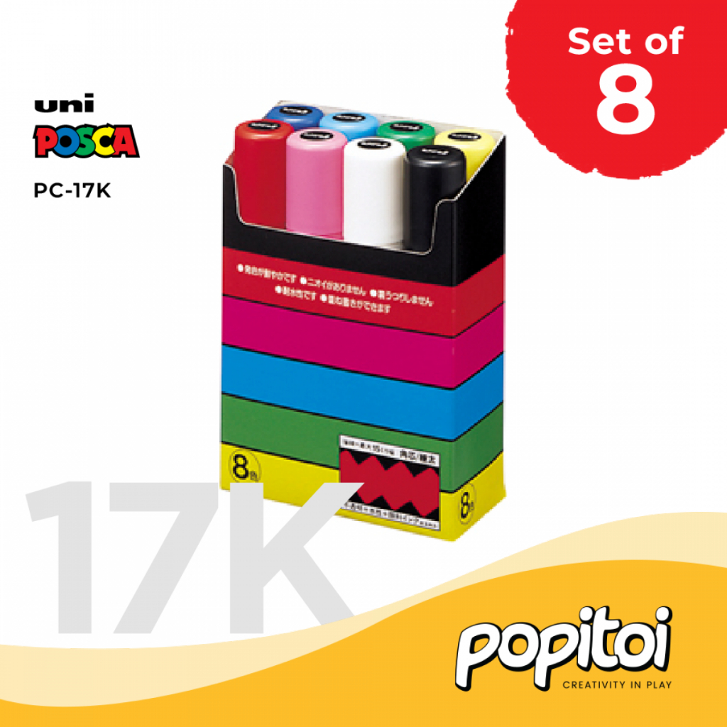 

UNI Posca PC-17K Acrylic Marker SET 8 Colors Extra Thick Square Tip Spidol Warna Warni