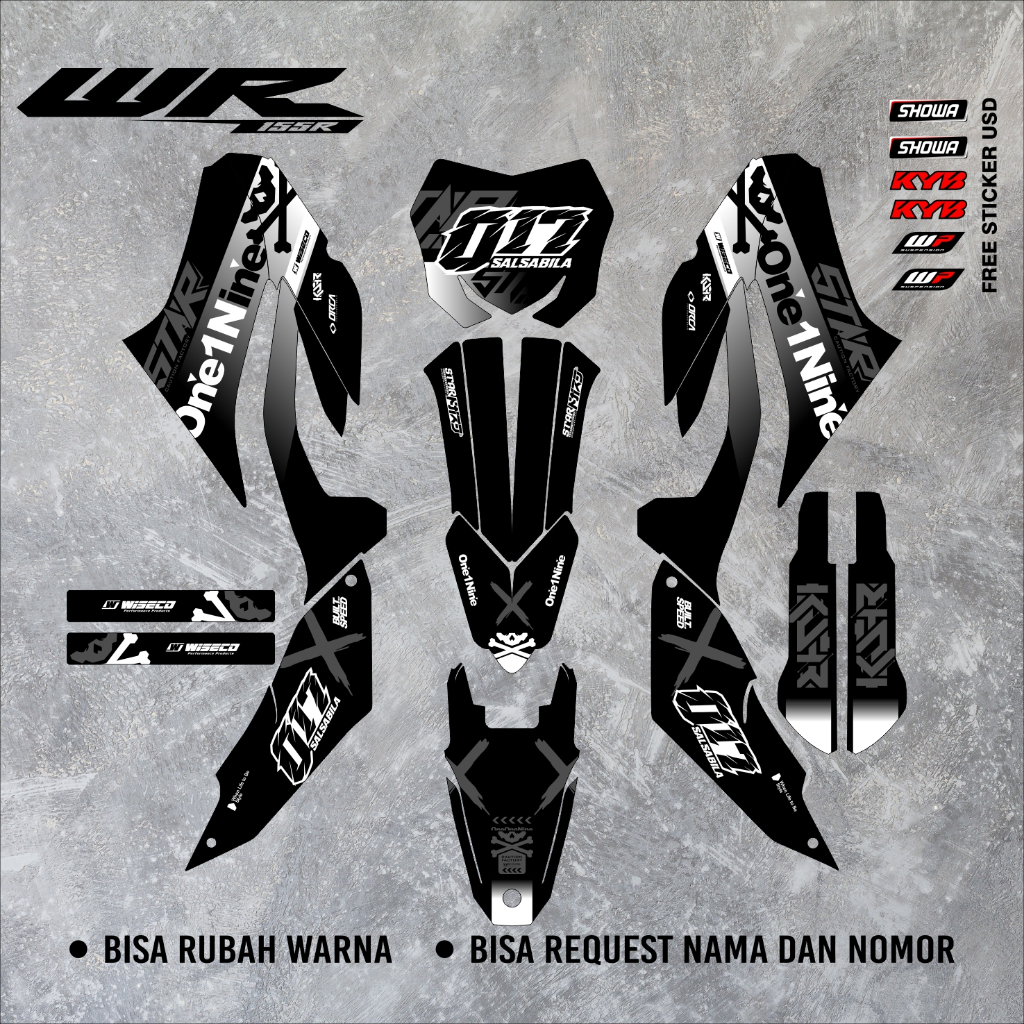 NEW DESAIN DECAL YAMAHA WR 155 FULL BODY WARNA BIRU GLOSSY CODE 56