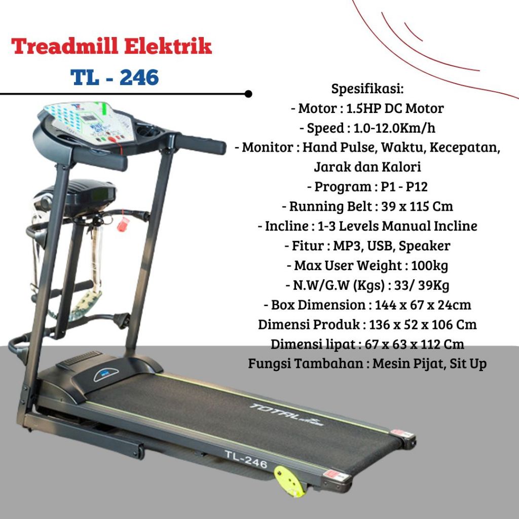 Treadmill Elektrik Motorizer TL 246