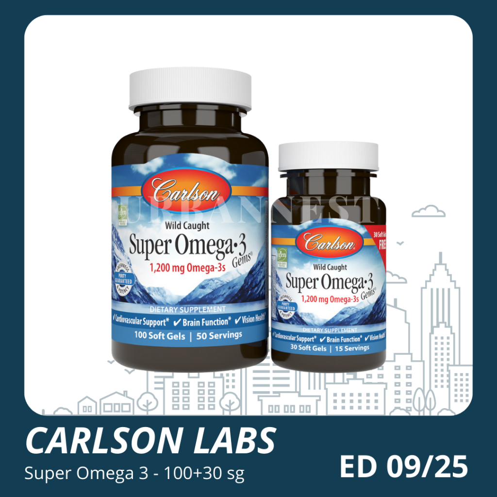 Wild Caught Super Omega 3 Gems 1200 mg Carlson Labs 30 100 Soft Gels 130 softgels Minyak Ikan omega 