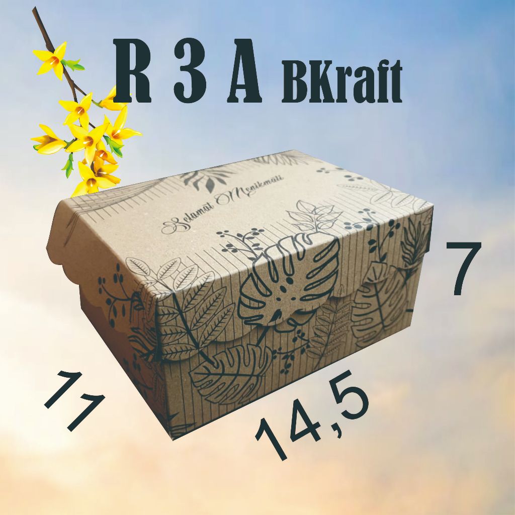 

R3A CETAK isi 50 lmb ukr 14,5X11x7 Dus BROWN kraft Hampers/Box/Suvenir/ KOTAK Kue Roti