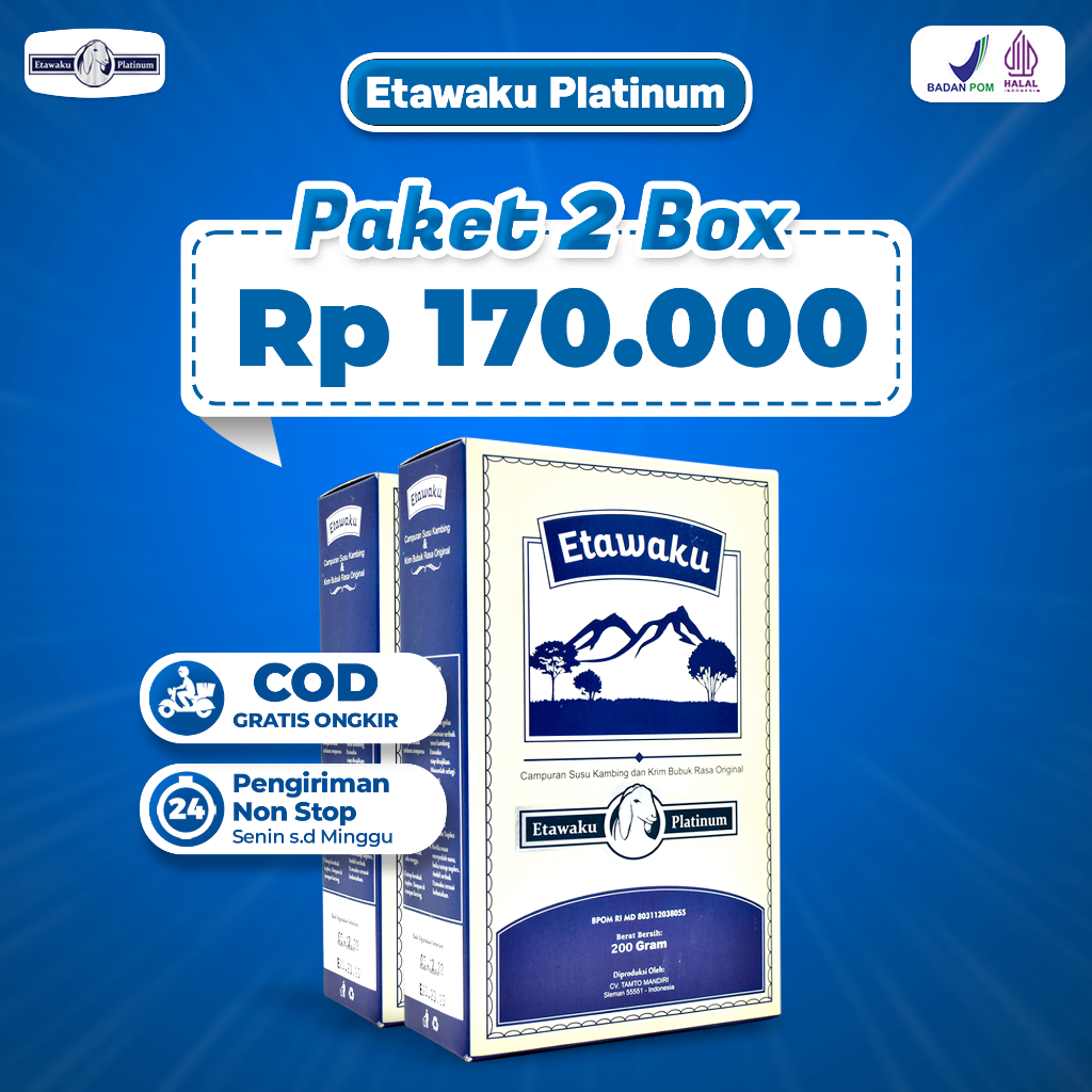 

Paket 2 Box Susu Etawaku Platinum - Susu Kambing Etawa Murni Rendah Gula Atasi Masalah Pernafasan