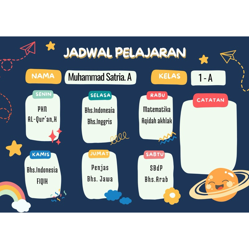 

Jadwal Pelajaran/jadwal piket Custom free design laminating