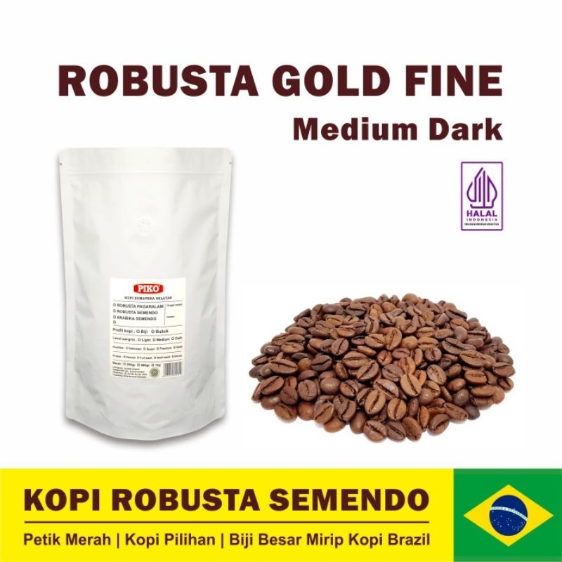 

Kopi Robusta Semendo Gold Medium Dark Roast 500gr Biji Kopi Bubuk
