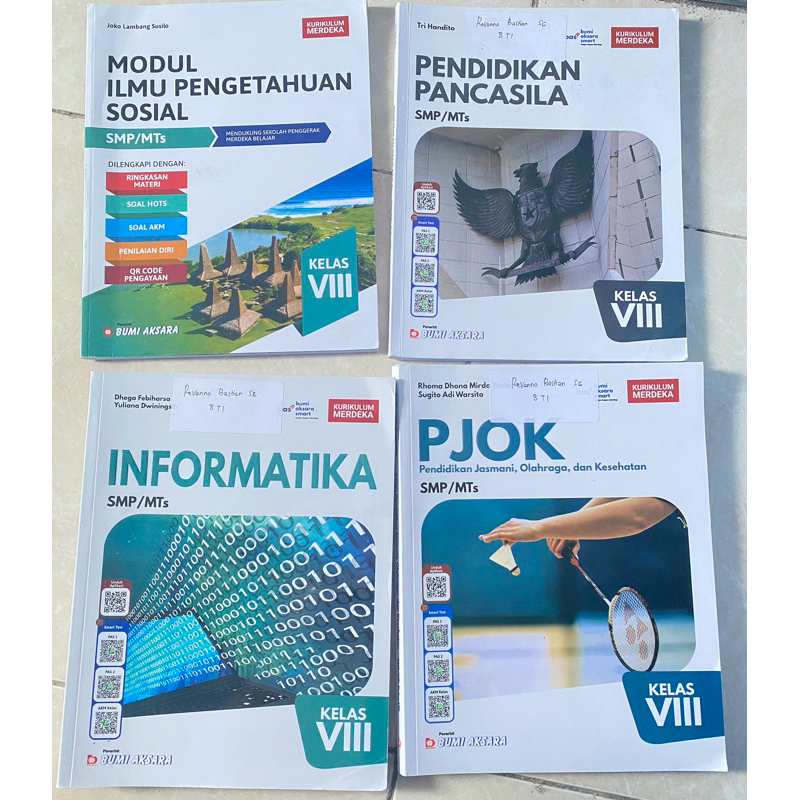 Buku kelas 8 kurikulum merdeka penerbit Bumi Aksara.PJOK,Informatika,PPKN,Modul