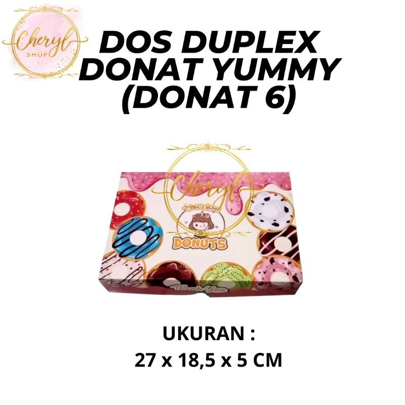 

(10 PCS) DOS / DUS KUE DONAT MOTIF YUMMY ISI 6 UK 27 X 18,5 X 5 CM / Kardus Box Kotak Hampers Duplex Motif Yummy