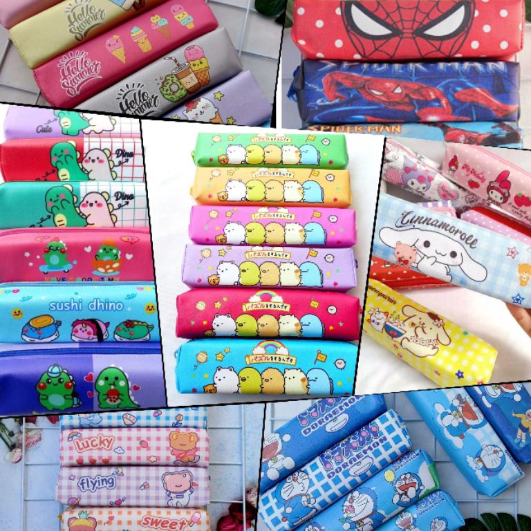 

12 pcs Tepak pensil motif karacter perlengkapan sekolah alat tulis bisa buat souvenir ulang tahun tepak lontong KODE Y4O8
