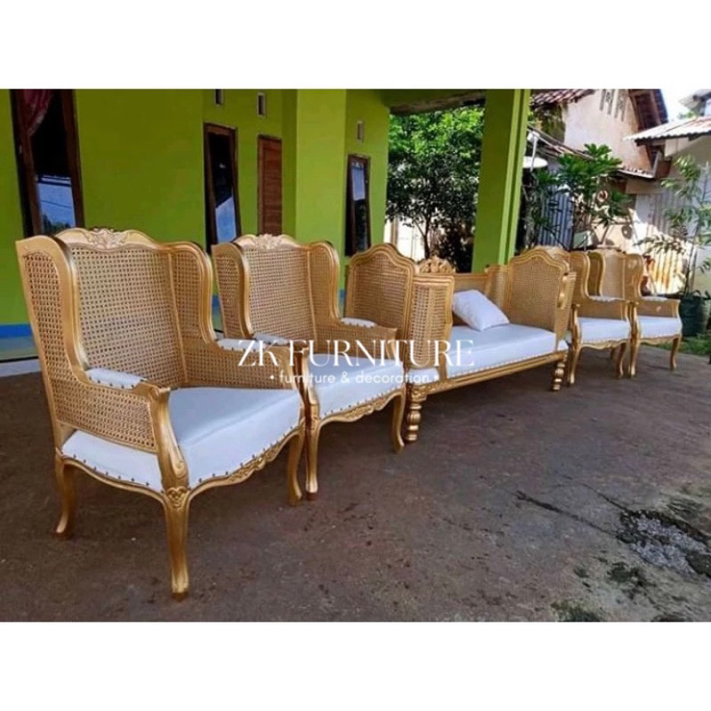 set kursi pelaminan / kursi pelaminan rastik / kursi pelaminan rustik/ kursi rotan / kursi pengantin