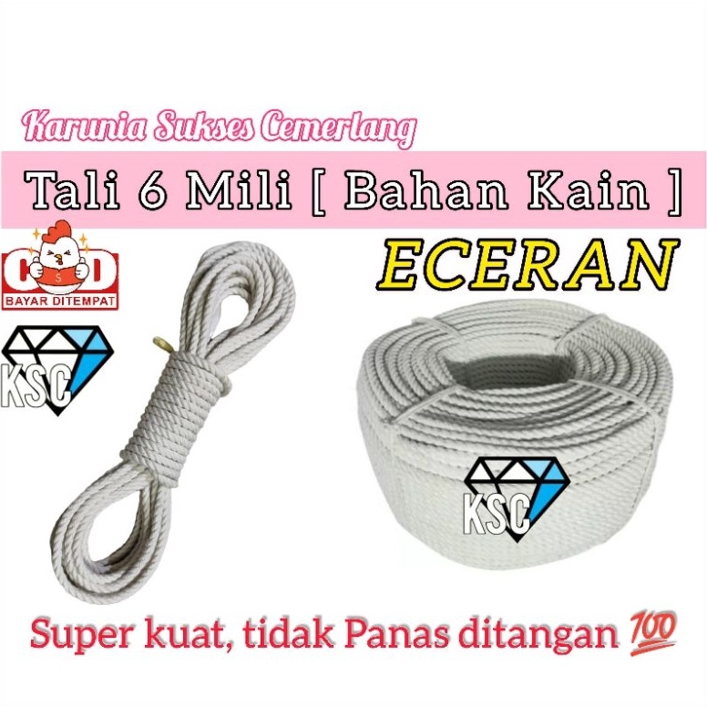 Stok terbatas TALI TAMBANG BAHAN KAIN 6MM  TALI IKAT MOBIL TRUK  TALI LOSBAK  TALI TERPAL MOBIL  TAL