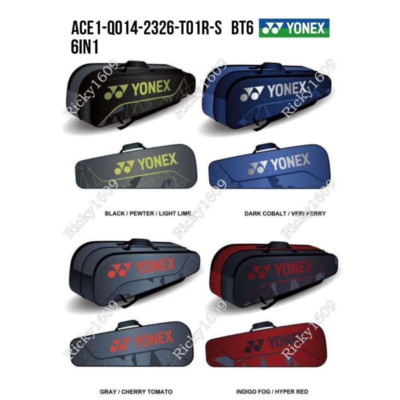 TAS RAKET YONEX ACE1-Q014-2326-T01R-S RACQUET BAG BT6 /6in1- ORIGINAL YONEX MADE IN CHINA