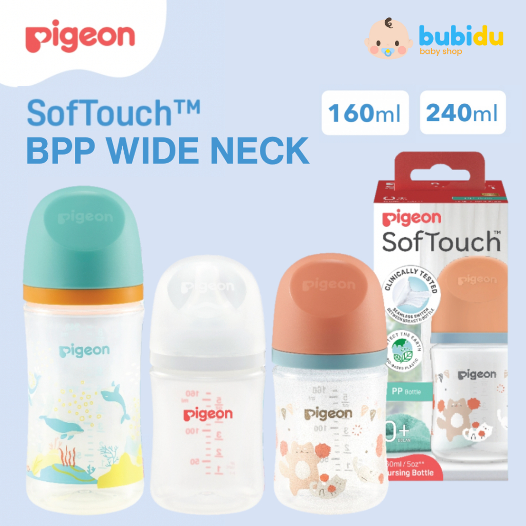 lll PIGEON Botol BPP Wide Neck w/ Soft Touch Nipple Perlengkapan Alat Dot Wide Neck Minum Susu Bayi