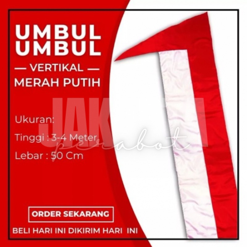 Bendera Umbul-umbul vertikal merah putih  panjang 3m 4m & 5m