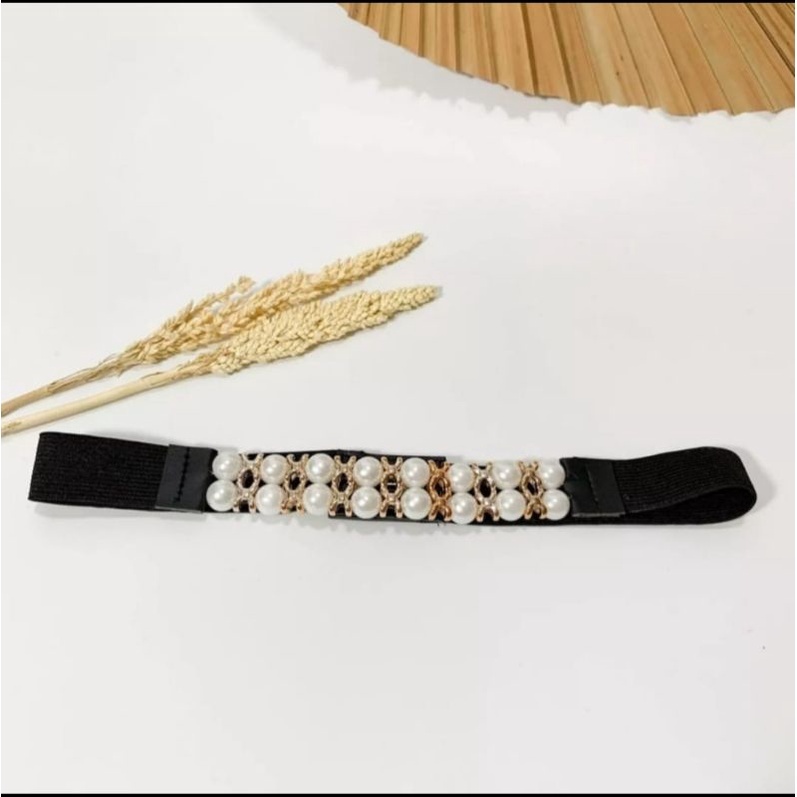 ikat pinggang mutiara karet melar fashion belt korea