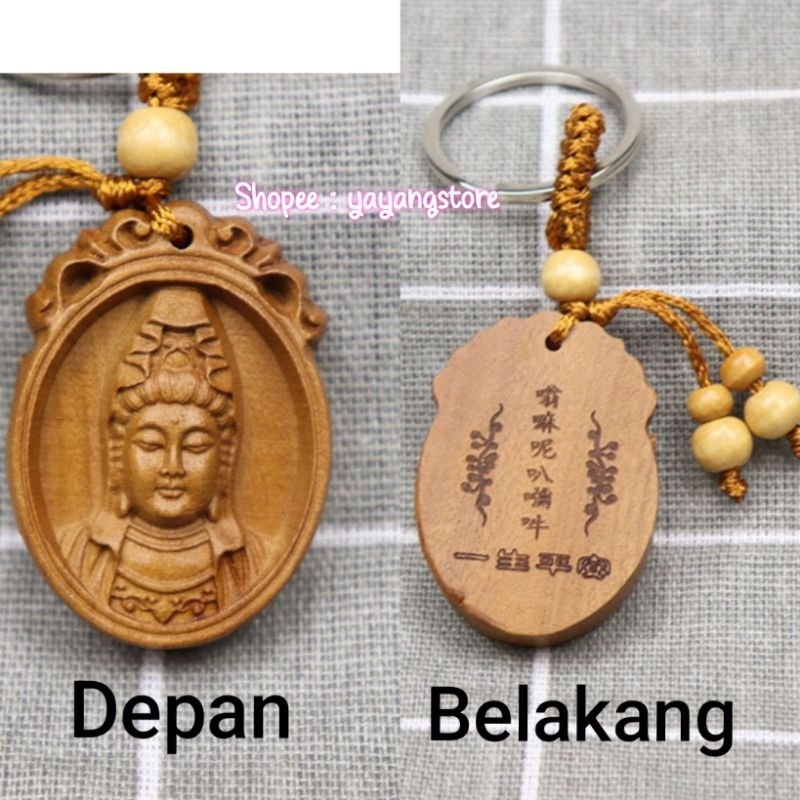 Gantungan Kunci Dari Kayu Alami Dewa Dewi Kwan Im Po Sat