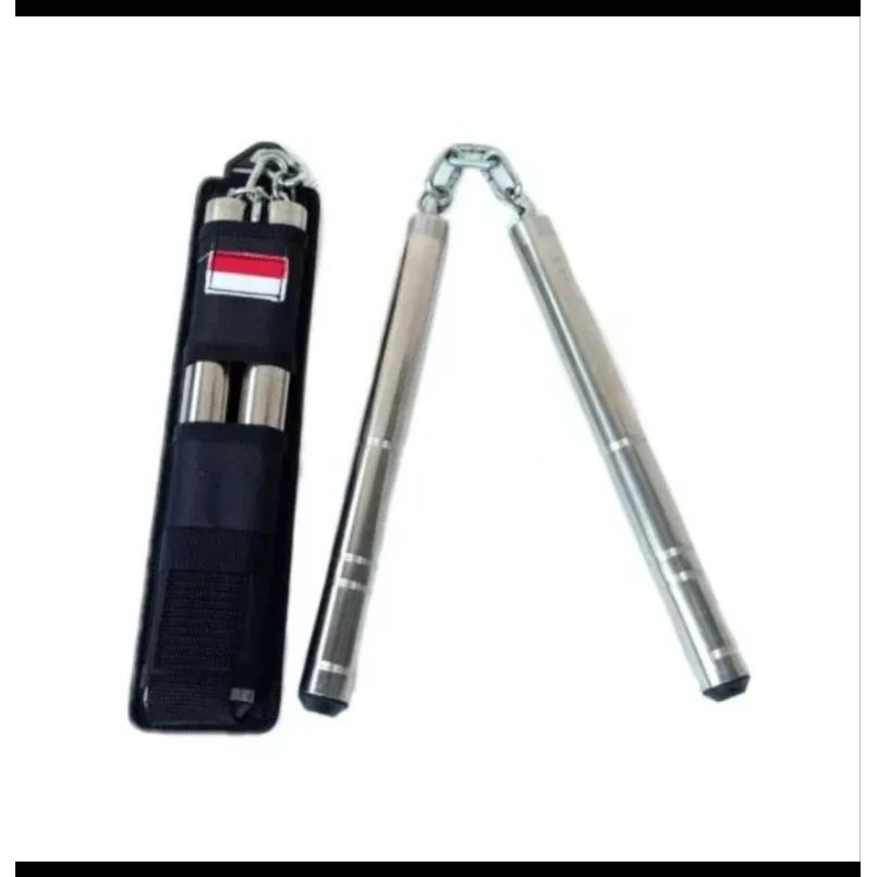 Nunchaku Double Stick Besi Stainless + Sarung