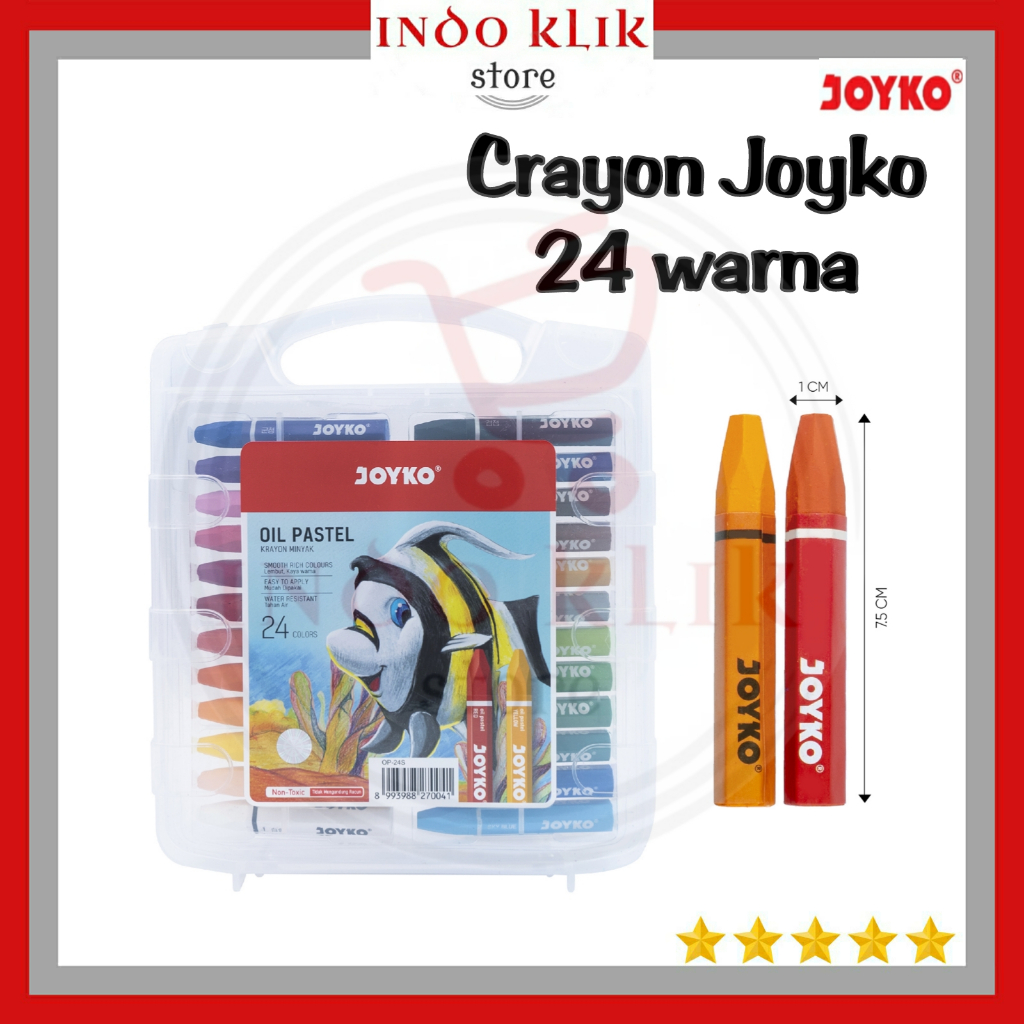 

Crayon Joyko OP-24S / Krayon minyak 24 Warna Oval / Oil Pastel Crayon Non Toxic OP 24 S