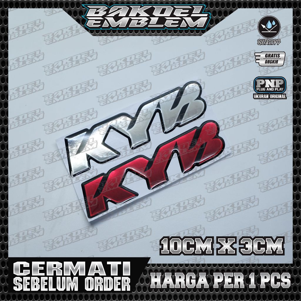 emblem timbul Kyb shock depan / emblem kyb suspension / sticker skok kyb