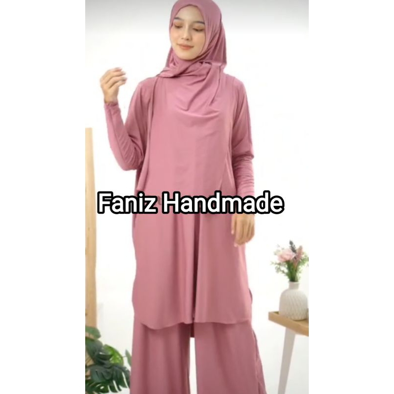 setelan 4 in 1  tunik kulot jersey zoya free size set kulot jumbo