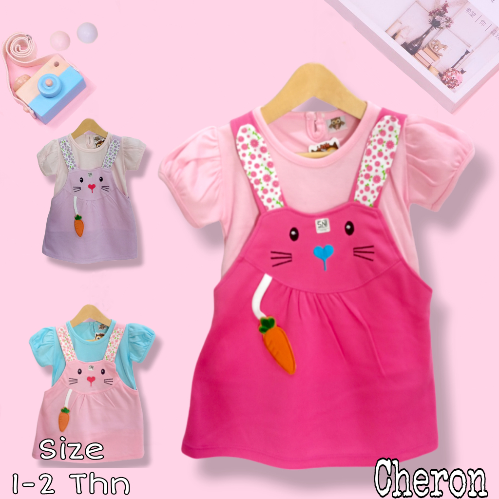 CHERON 23881 - Overall Rok Anak Perempuan Lucu Overal Dress Ank Cewek Usia 1 Sampai 2 Tahun Pakaian 