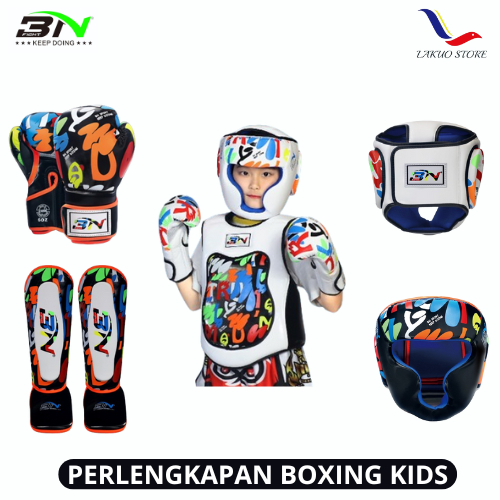 PERLENGKAPAN BOXING - MUAYTHAI KIDS BN DOODLE / BOXING GLOVE BN KIDS / SARUNG TINJU ANAK ANAK / PERA