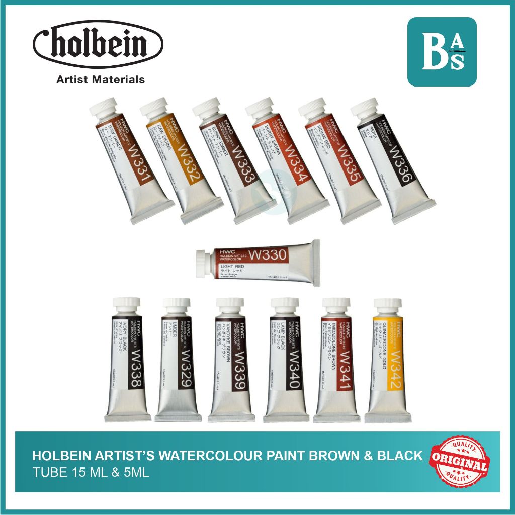 

Holbein Artists' BROWN & BLACK Watercolour Paint 5ml / 15ml