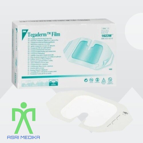 PERBOX 3M Tegaderm Film IV 1623W 6x7 cm Plester Penutup Pasca Operasi Anti Air Perban Infus Set I.V