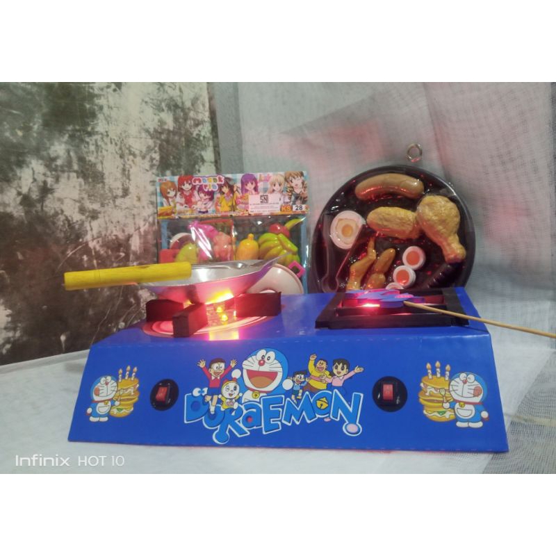 kompor mainan anak 2 tungku bisa riques warna