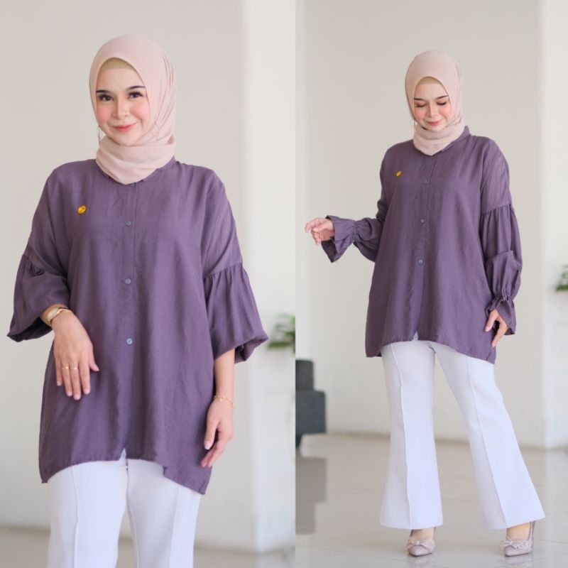 KEMEJA POLOS JUMBO  WANITA  Ld 120 Ld 130 Ld 140