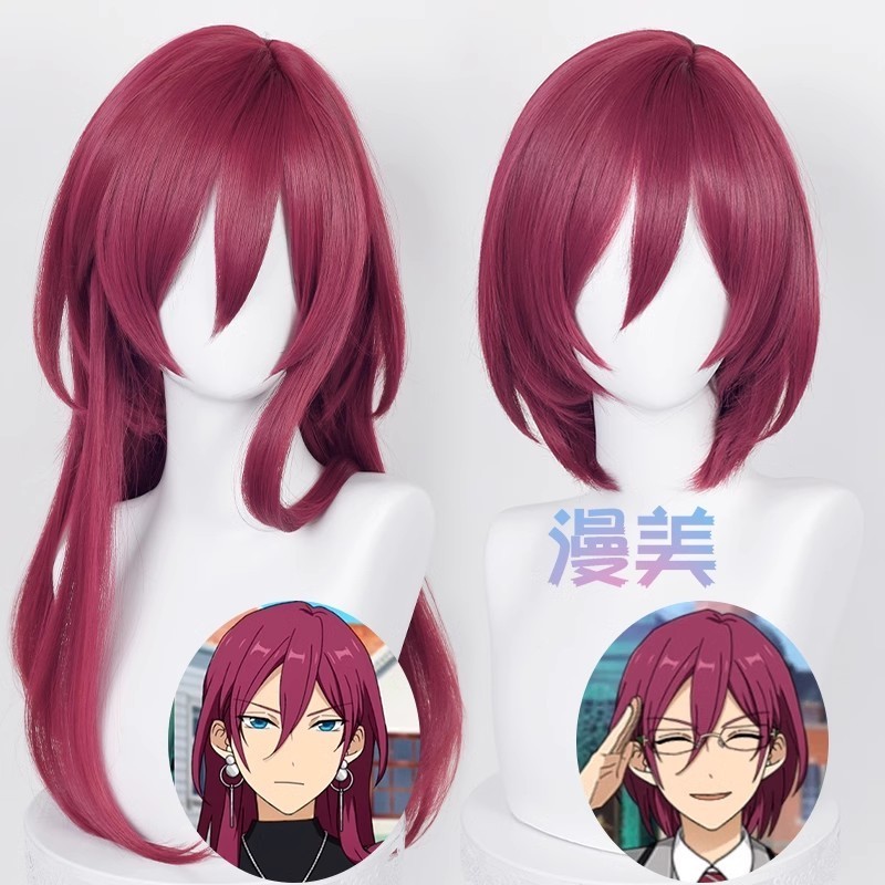ES Ensemble Stars SAEGUSA IBARA Cosplay Wigs 35cm/70cm Long Deep Rose Heat Resistant Synthetic Hair