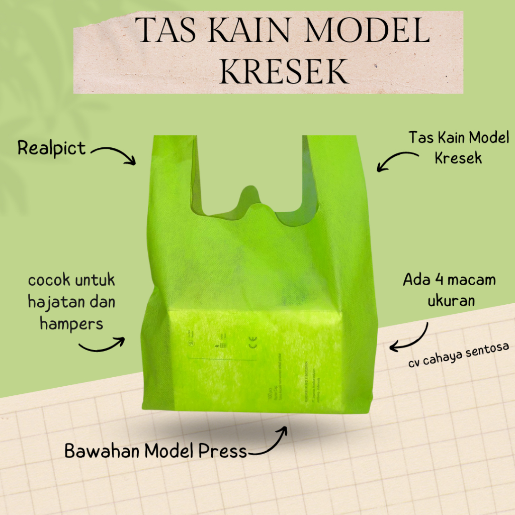 [20 pcs] Tas Kain Model Kresek Polos - Tas Spunbond