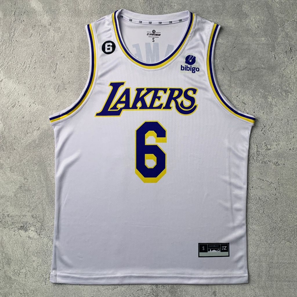Jersey Lebron James LA Lakers #6 PUTIH WHITE Swingman Bola Basket NBA Baju Kaos T-Shirt Tshirt Atasa
