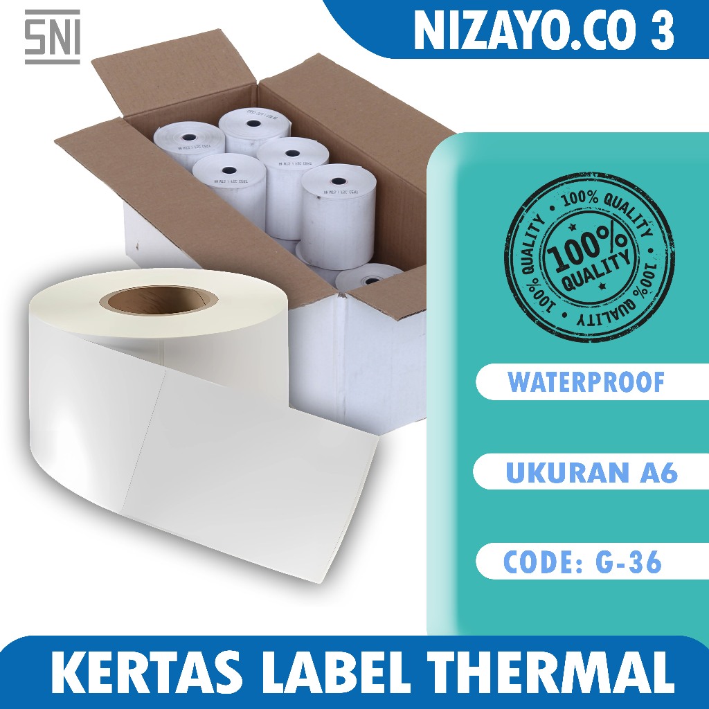 

Kertas Label Thermal 100x150 mm isi 500 Pcs/ Label thermal barcode Roll A6 NZY 3