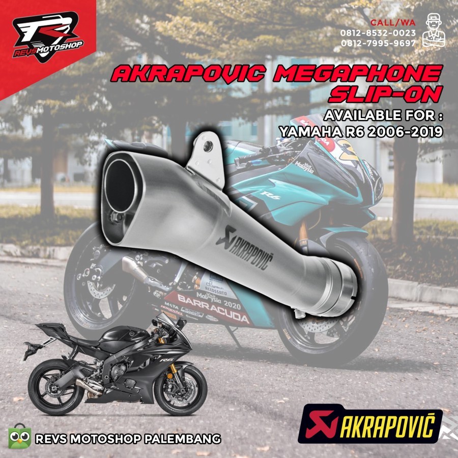 KNALPOT AKRAPOVIC MEGAPHONE SLIP-ON YAMAHA YZF-R6 2006-2019