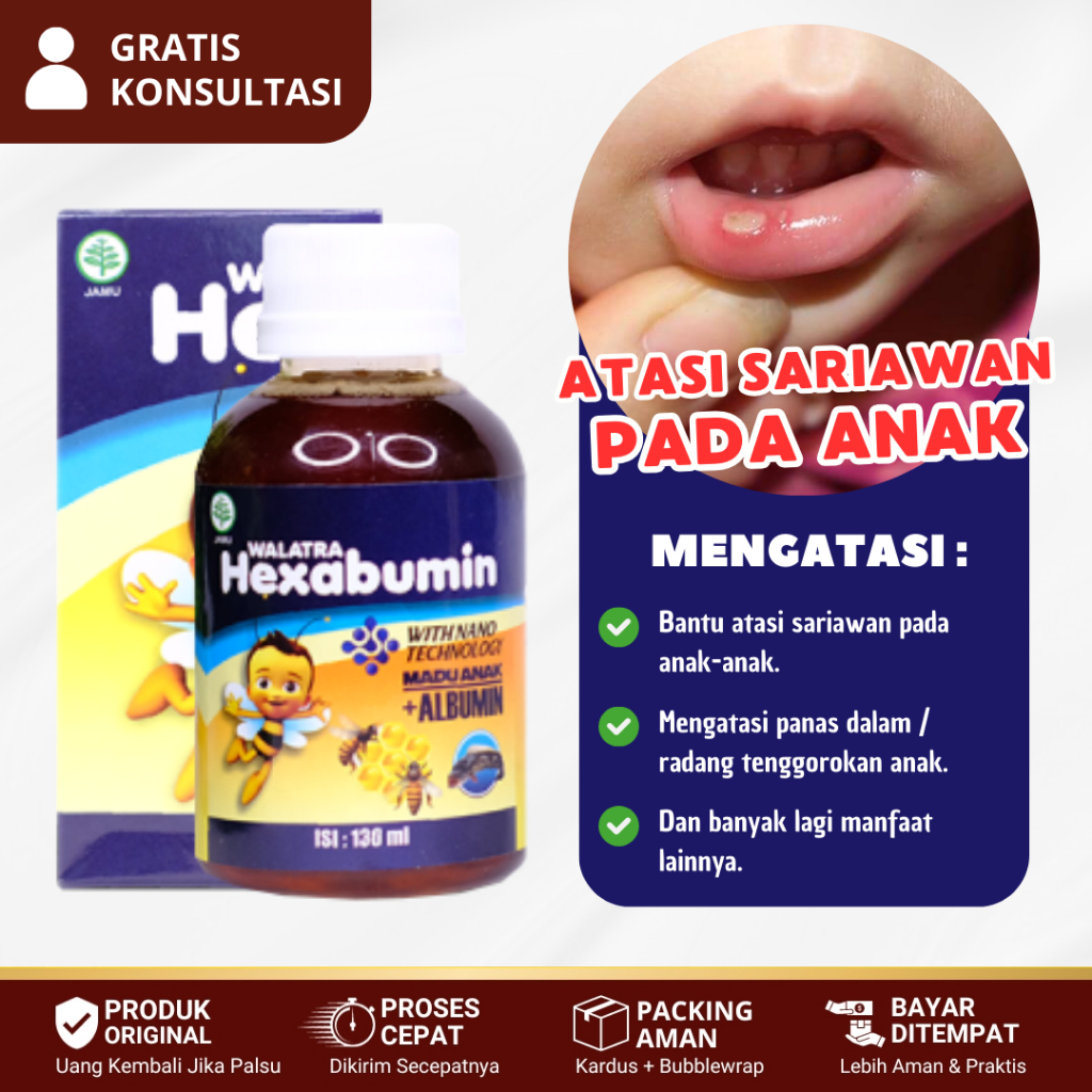 Obat Sariawan Balita, Obat Sariawan Anak 1 Sampai 12 Tahun - Walatra Hexabumin