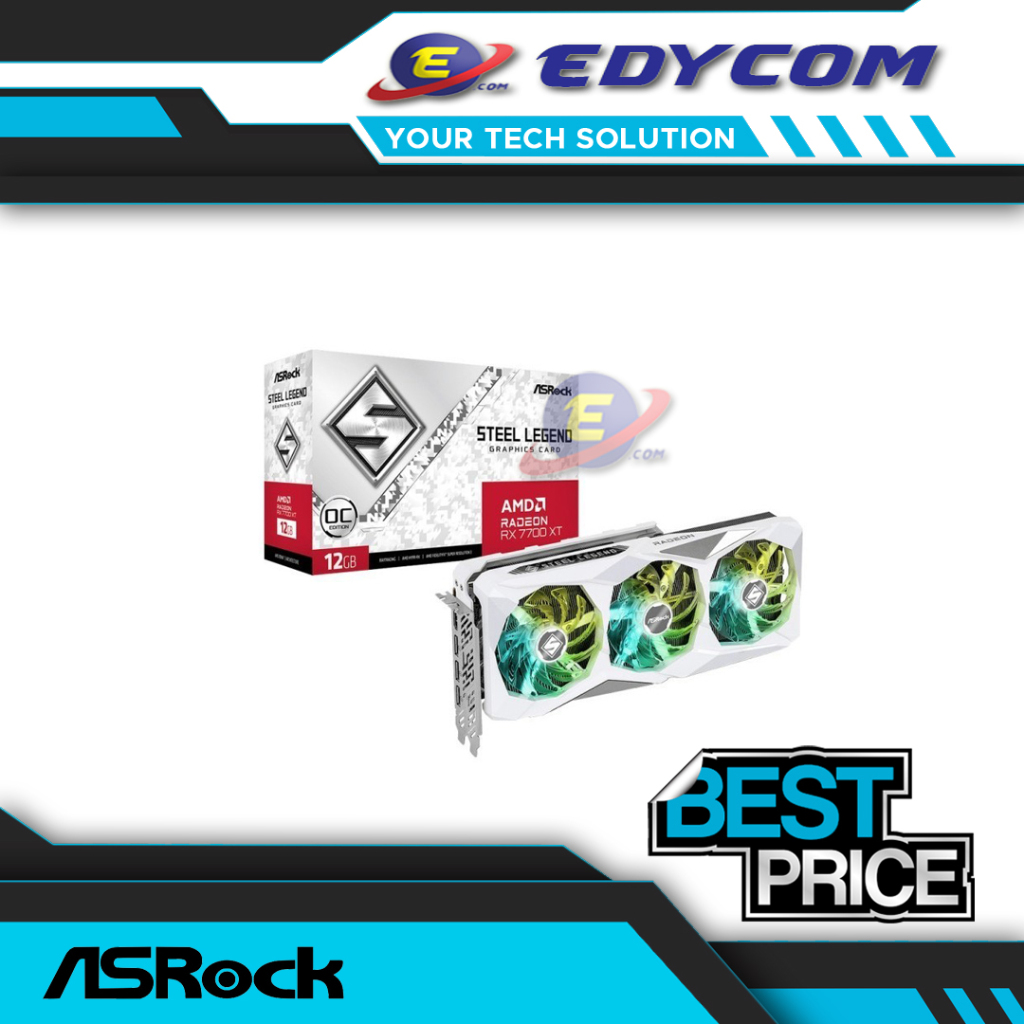 ASRock Radeon RX 7700 XT Steel Legend OC 12GB GDDR6 Triple Fan