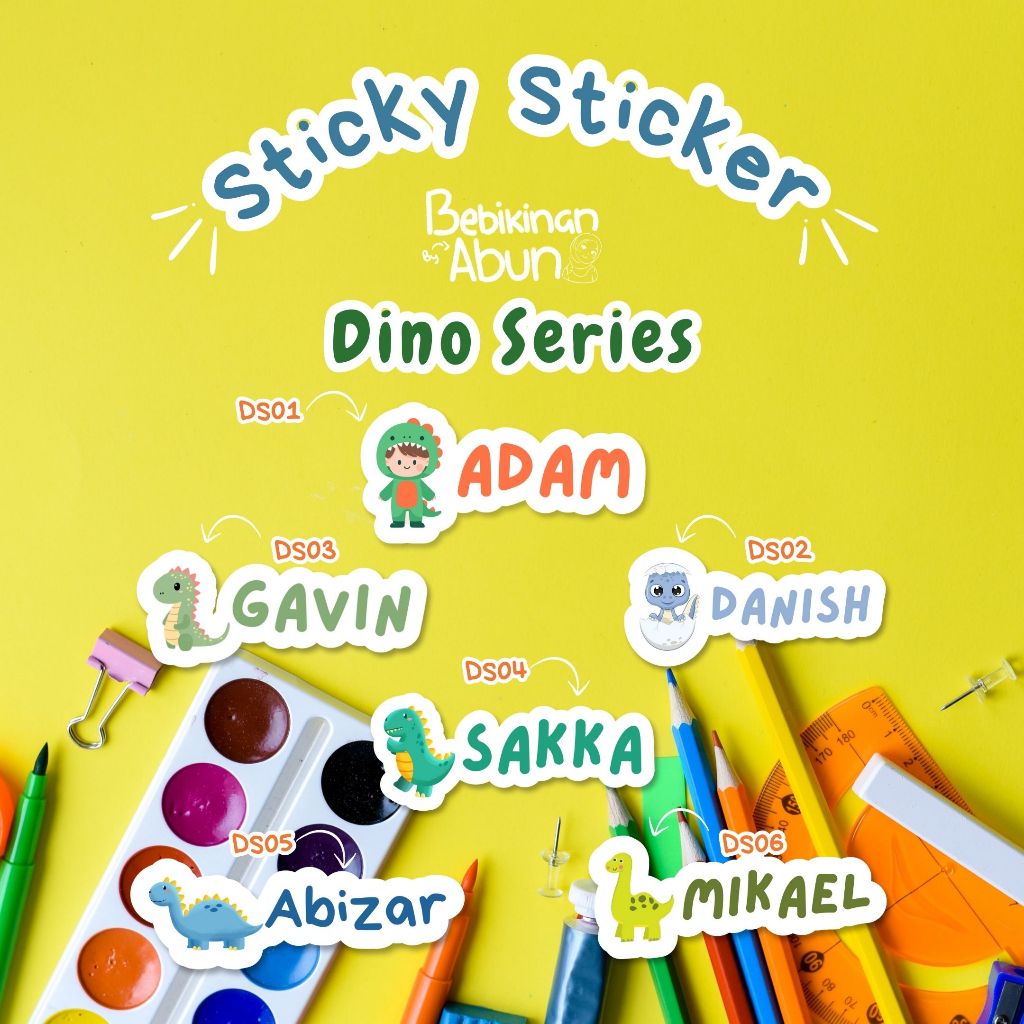 

Sticker Nama Custom| Sticker Label Nama | Sticker Anti Air | Sticker Sekolah Dino Series