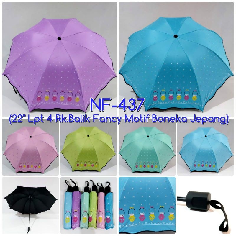 Payung Lipat 4 Motif Boneka Jepang Printing UV NF- 437