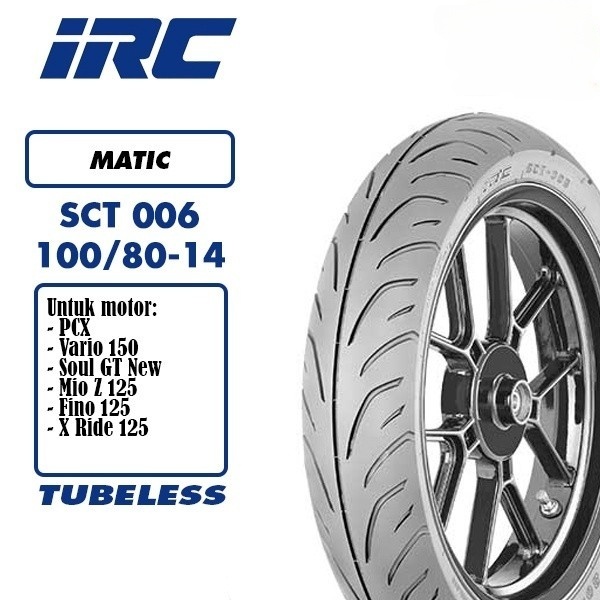 BAN LUAR IRC 14-100/80 SCT-006 TUBELESS