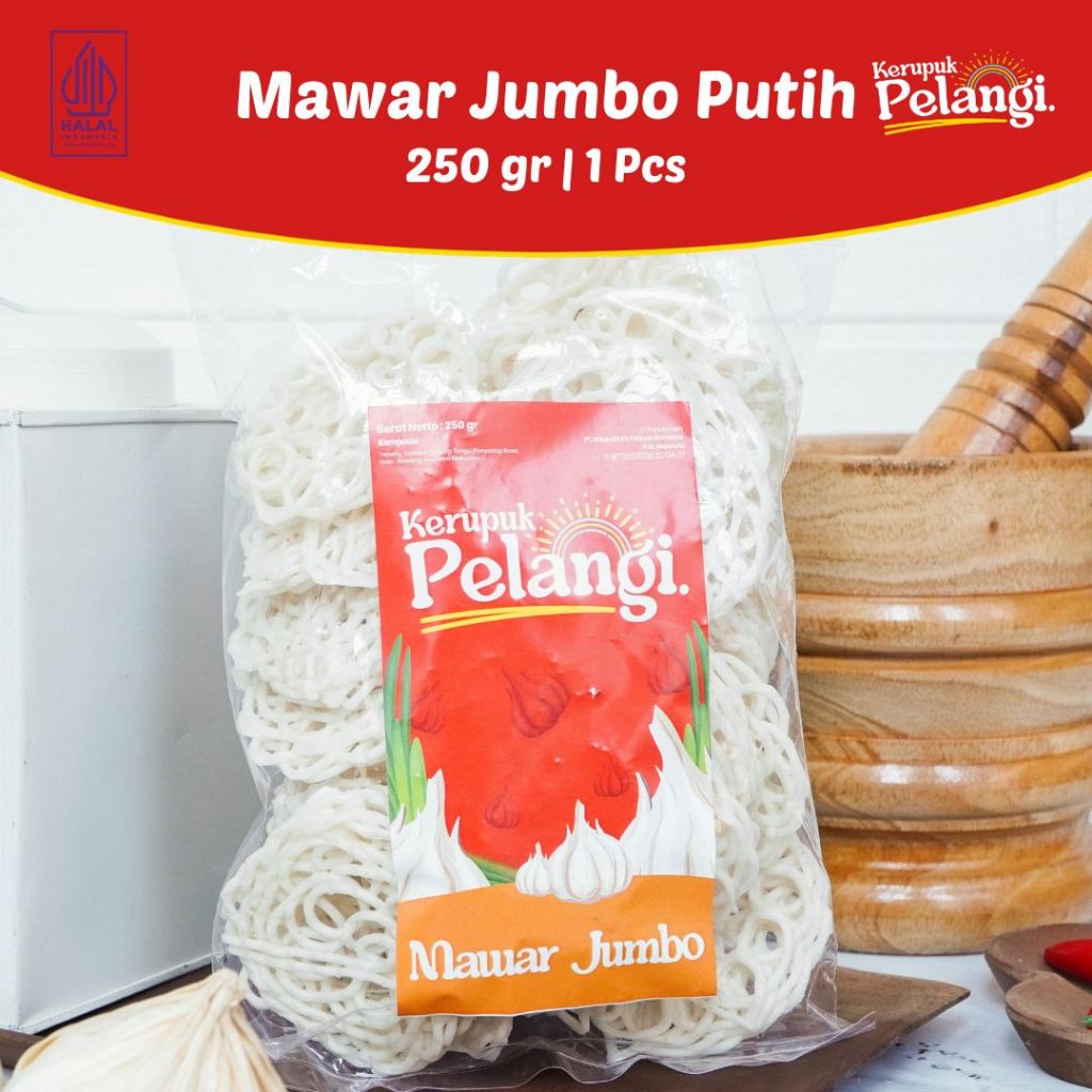 

250 GR KERUPUK PELANGI KERUPUK RASA MAWAR JUMBO PUTIH KERUPUK BAWANG MENTAH